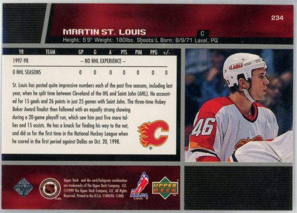 Martin St.Louis Flames UD 1999-20 Rookie Card#234