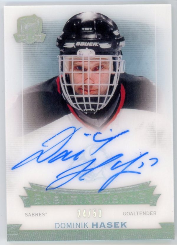 2014-15 Dominik Hasek UD THE CUP Enshrinements 24/50 Autographed Card #E-DH