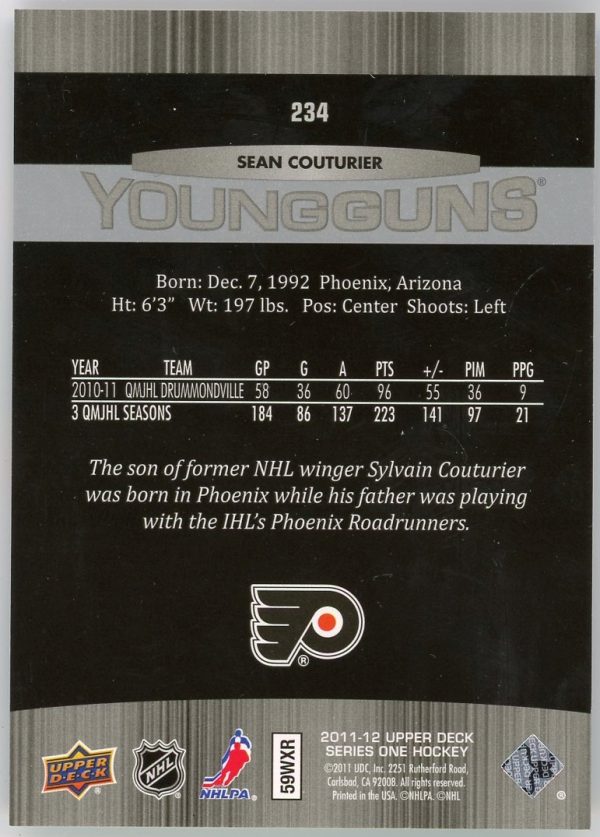 2011-12 Sean Couturier Flyers UD Young Guns Rookie Card #234