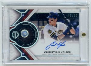 2021 Christian Yelich Brewers Topps 46/50 Auto Game Used Patch Card #AP-CY