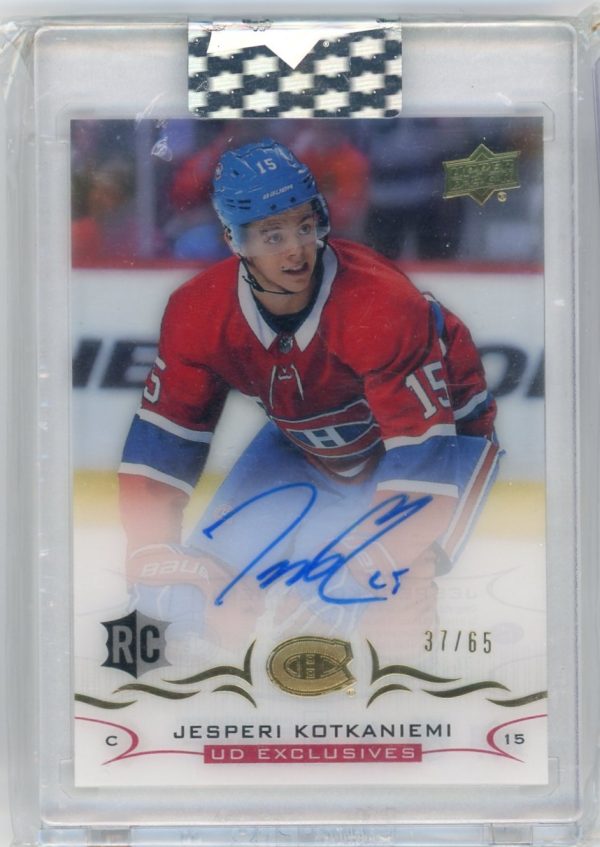 Jesperi Kotkaniemi Canadiens UD 2018-19 Rookie Autographed Card #CCR-JK 37/35