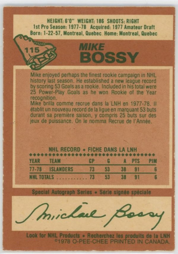 Mike Bossy Islanders 1978-79 OPC Rookie Card #115