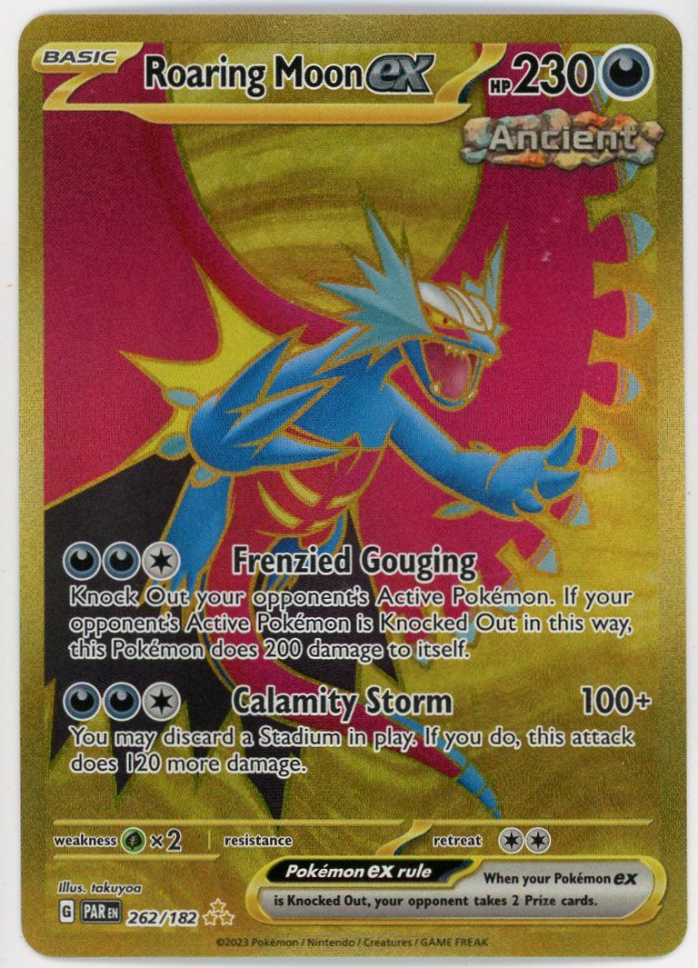 Roaring Moon EX Pokemon Paradox Rift Gold Secret Rare 262/182 ...