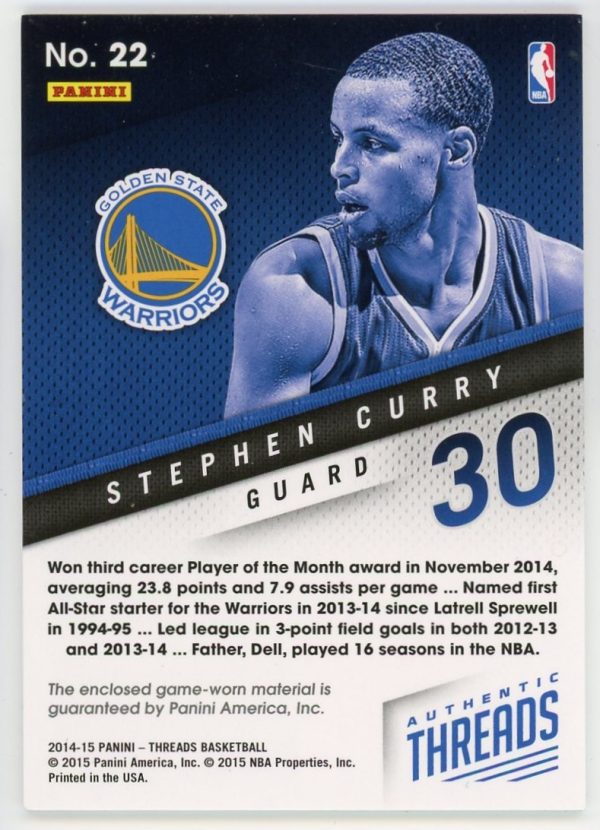 Stephen Curry 2014-15 Panini Threads Authentic Threads /199 #22