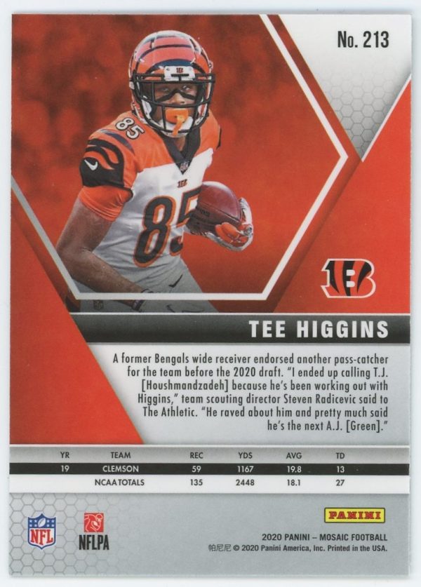 Tee Higgins Bengals Panini Mosaic 2020 Rookie Card #213