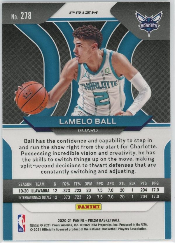 2020-21 Lamelo Ball Hornets Panini Green Prizm Rookie Card #278