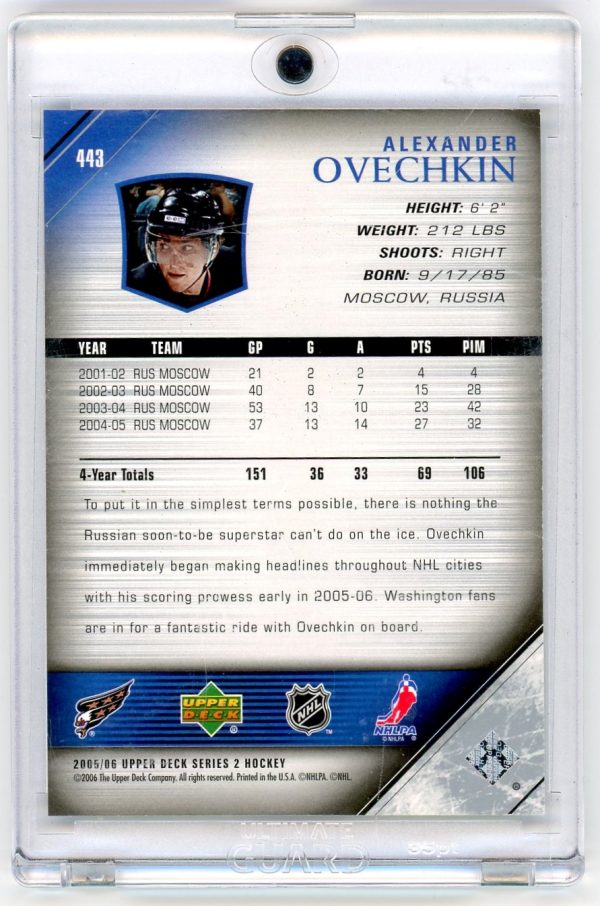 Alexander Ovechkin Capitals UD 2005-06 Upper Deck Rookie Card #443