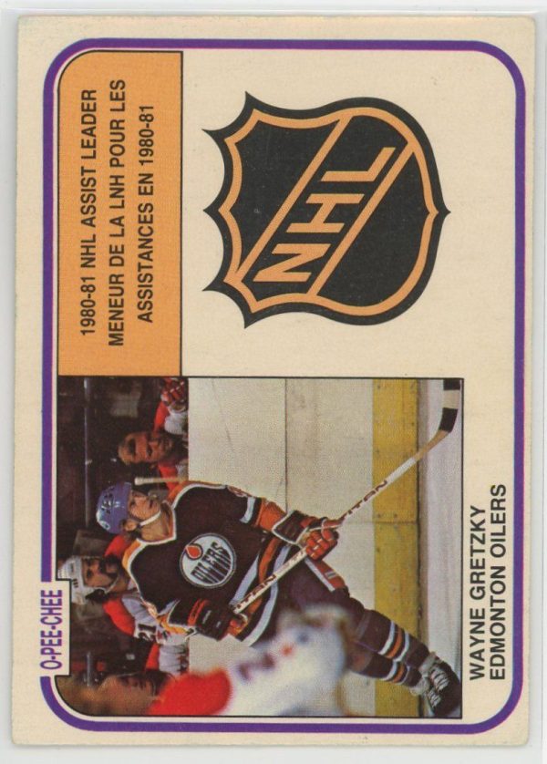 Wayne Gretzky Oilers 1981-82 OPC Assist Leaders Card #383