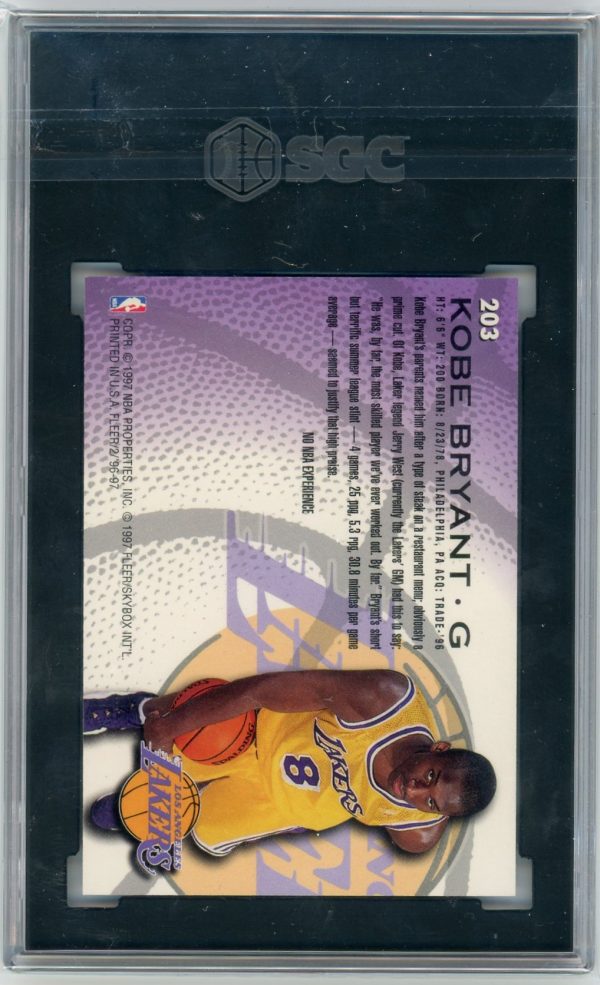 1996-97 Kobe Bryant Lakers Fleer SGC 9 Rookie Card #203