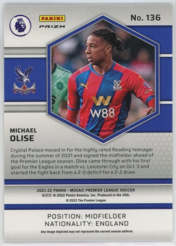 2021-22 Michael Olise Crystal Palace Panini Mosaic Genesis Card #136