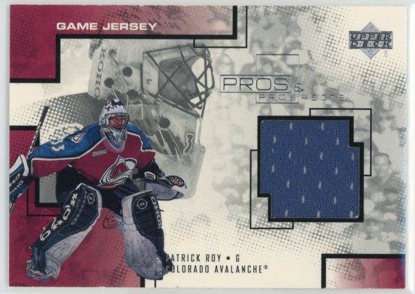 Patrick Roy Avalanche 2000-01 UD Pros Prospects Game-Used Jersey Patch Card #PR