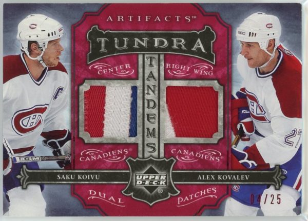 Saku Koivu Alex Kovalev Canadiens 2006-07 UD Artifacts Game-Worn Dual Patch /25 Card #TT-KK