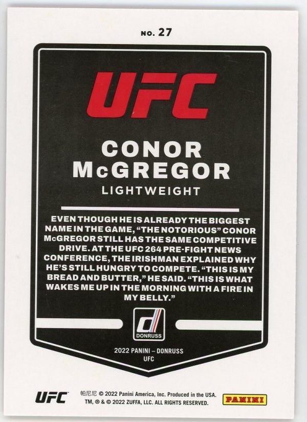 2022 Conor McGregor UFC Panini Donruss Orange Laser Card #27