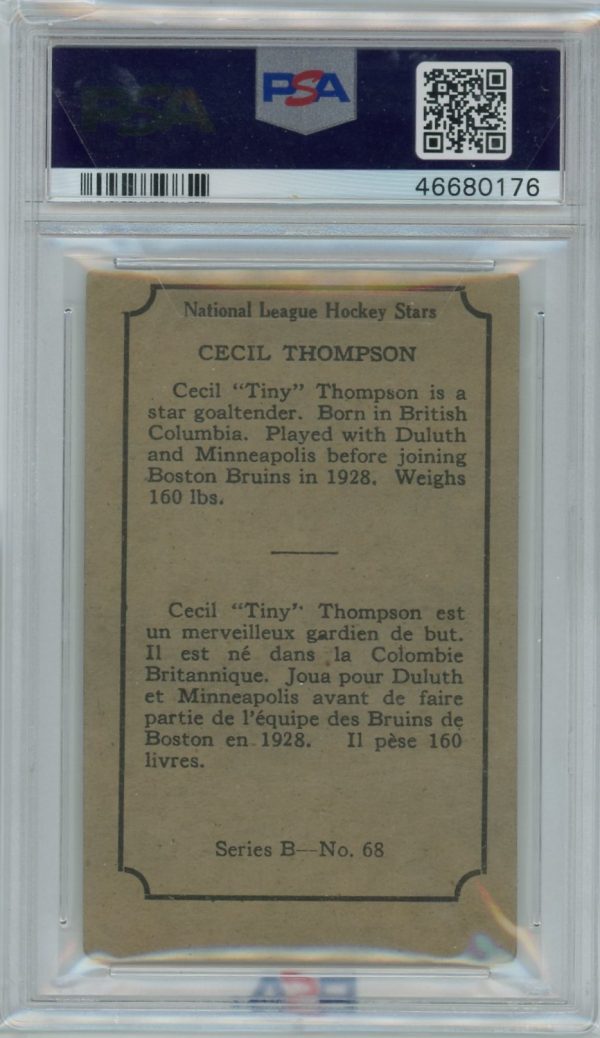 1933 Tiny Thompson Bruins OPC Series B PSA 1.5 Card #68