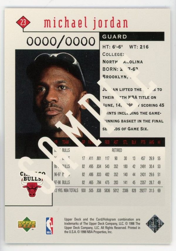 Michael Jordan 1998-99 UD Black Diamond SAMPLE Card