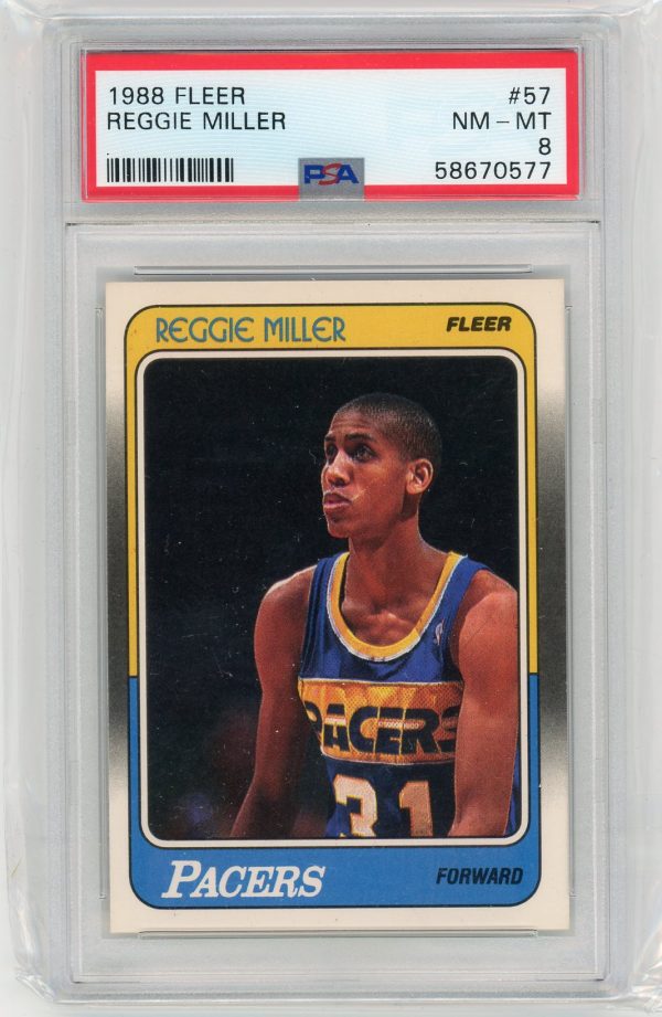 Reggie Miller 1988 Fleer Rookie Card #57 PSA 8 NM-MT