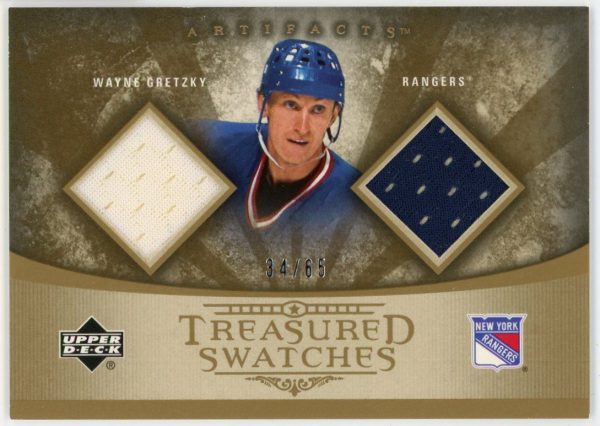 Wayne Gretzky Rangers 2005 UD Artifacts Treasured Swatches /65 Card #TSD-WG