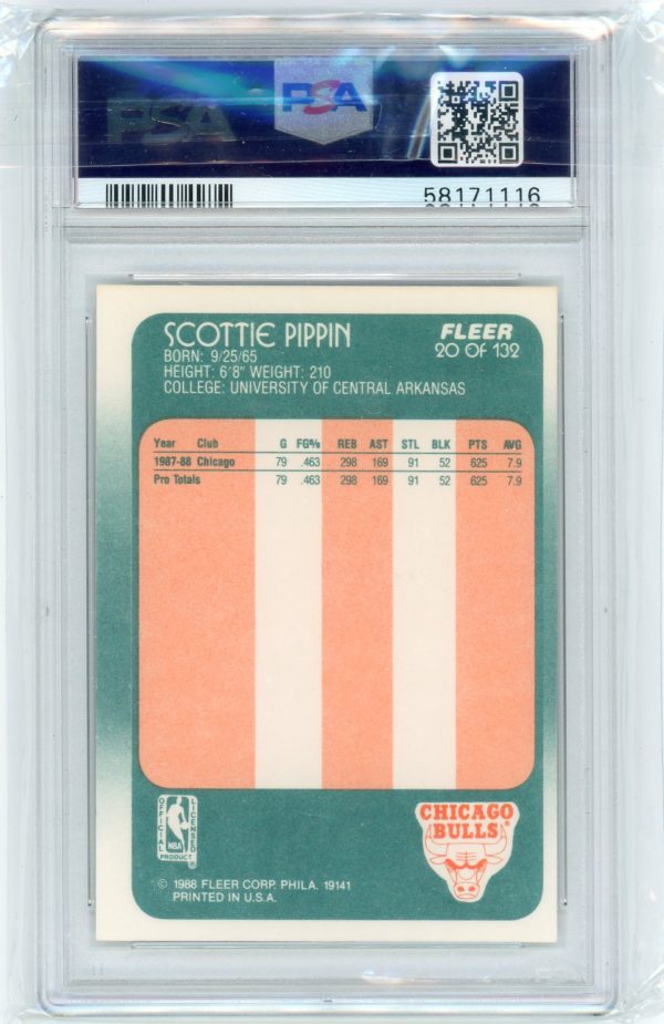 Scottie Pippen 1988 Fleer Rookie Card #20 PSA 8 NM-MT