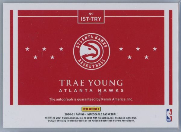 Trae Young Hawks 2020-21 Panini Impeccable Stars Auto /25 Card #IST-TRY