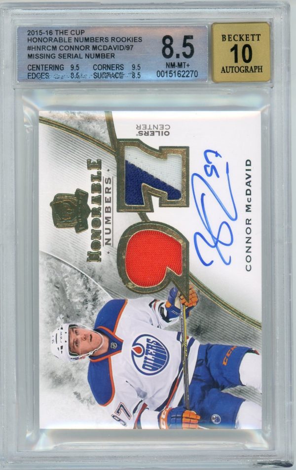 Connor Mcdavid 2015-16 UD The Cup Honorable Numbers Rookie /97 BGS 8.5