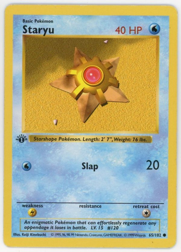 Pokemon Staryu 65/102 Base Set 1st Edition Shadowless