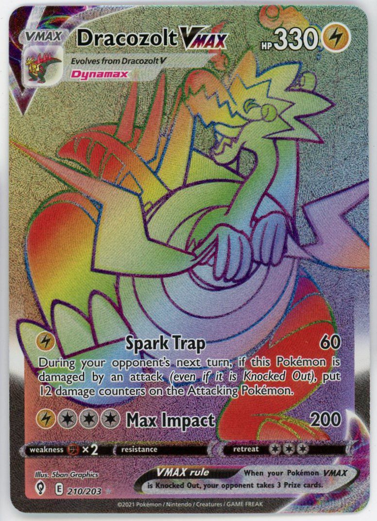 Dracozolt VMAX Pokemon Evolving Skies Secret Rare 210 203 Froggers