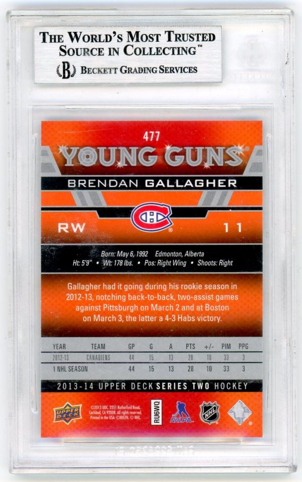 Brendan Gallagher Canadiens 2013-14 UD Young Guns Rookie Card #477 (Beckett 9)