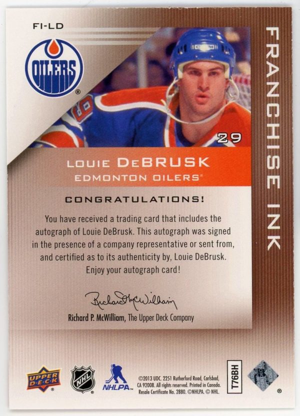 Louie Debrusk 2013-14 Upper Deck Edmonton Oilers Franchise Ink FI-LD