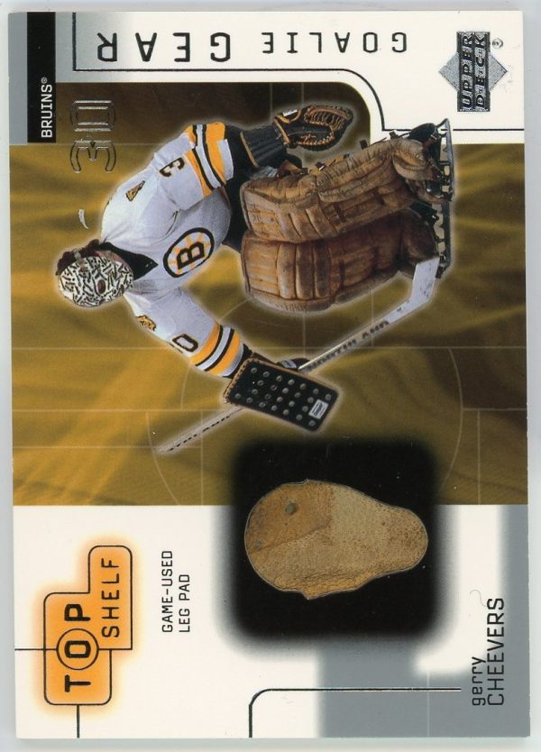Gerry Cheevers 2001-02 UD Top Shelf Goalie Gear Game Used Leg Pad LP-GC