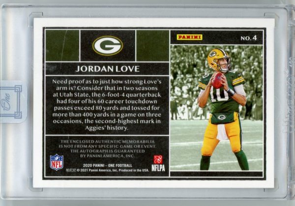 Jordon Love Packers Panini 2020-21 Autographed One Rookie Card#4 10/75