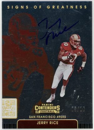 Jerry Rice 2021 Panini Contenders Signs Of Greatness Sliver Auto /10 #SG-JRI