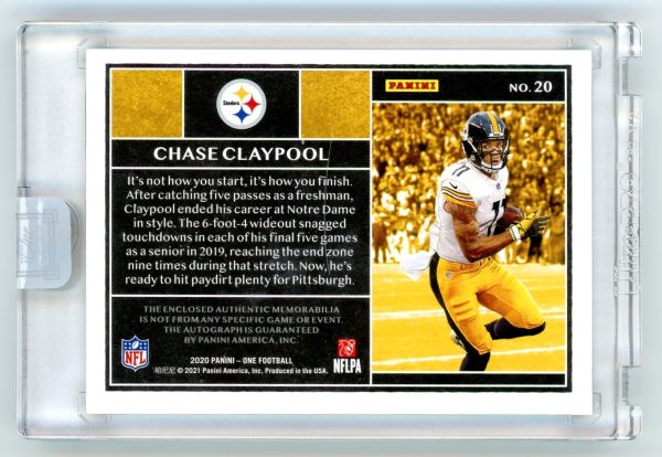 Chase Claypool Steelers Panini One 2020 Autograph Jersey Rookie Card #20 172/199