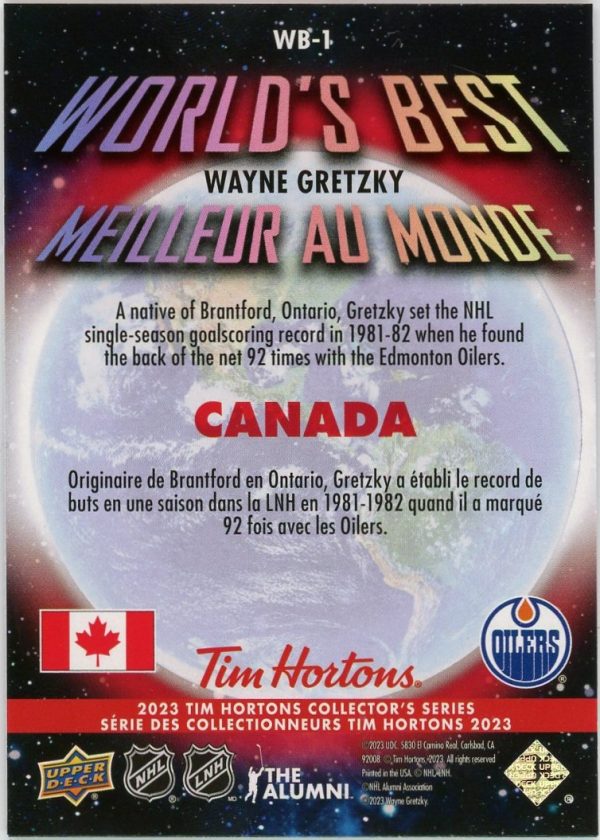 Wayne Gretzky 2023 UD Time Hortons Worlds Best #WB-1