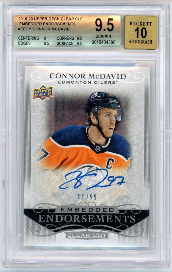 Connor Mcdavid 2019-20 UD Clear Cut Embedded Endorsements Auto /99 BGS 9.5