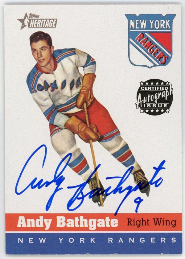 Andy Bathgate 2000-01 Topps Heritage Certified Autographed Card #HA-AB