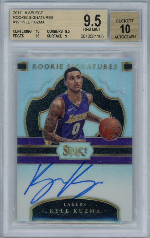 Kyle Kuzma Lakers 2017-18 Select Rookie Signatures Auto /199 Card #RS-KYL BGS 9.5