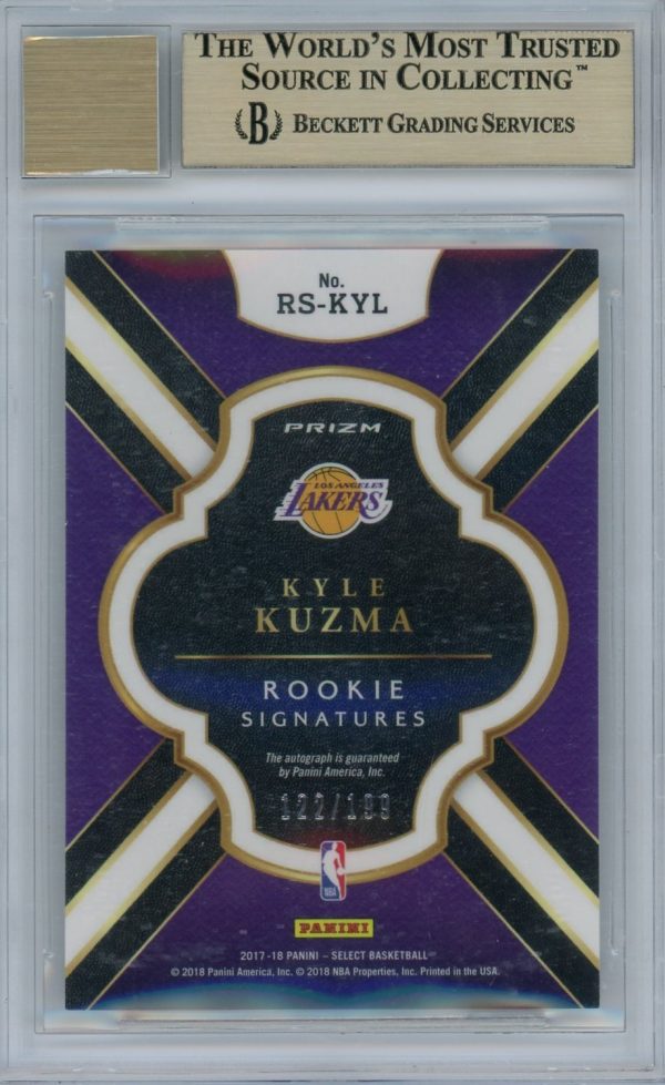 Kyle Kuzma Lakers 2017-18 Select Rookie Signatures Auto /199 Card #RS-KYL BGS 9.5