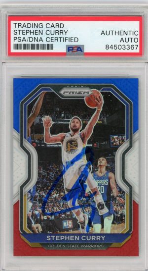 2020-21 Stephen Curry Warriors Panini Prizm PSA/DNA Authentic Auto Card #159