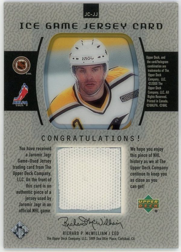 Jaromir Jagr 2000-01 UD Ice Game Used Jersey Card #JC-JJ