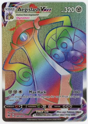 Pokemon AEGISLASH VMAX 190/185 Vivid Voltage Full Art Secret Rainbow Rare 