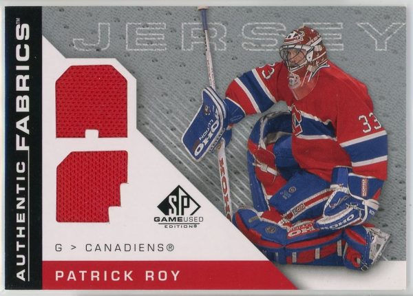 Patrick Roy Canadiens 2007-08 SP Game-Used Authentic Fabrics Patch Card #AF-PR