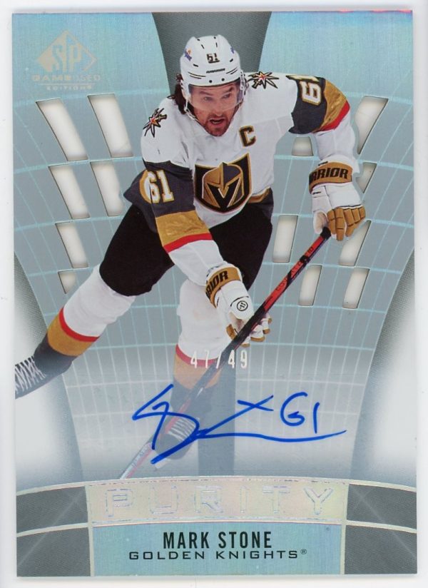 Mark Stone 2021-22 UD SP Game Used Purity Auto /49 Card