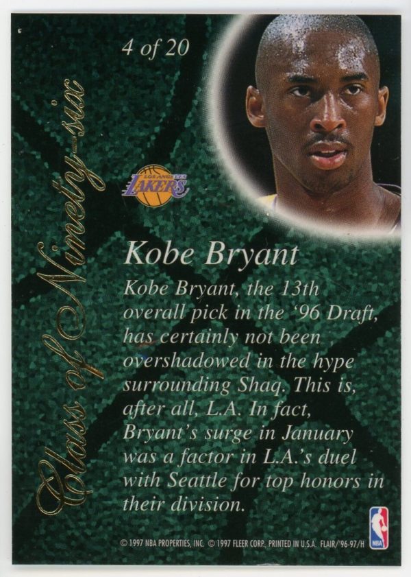 Kobe Bryant 1996-97 Fleer Class Of 96 Rookie #4