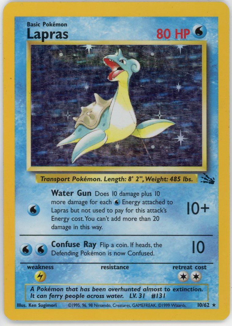 Lapras Pokemon Fossil Base Set Holo 10/62 | Froggers House of Cards