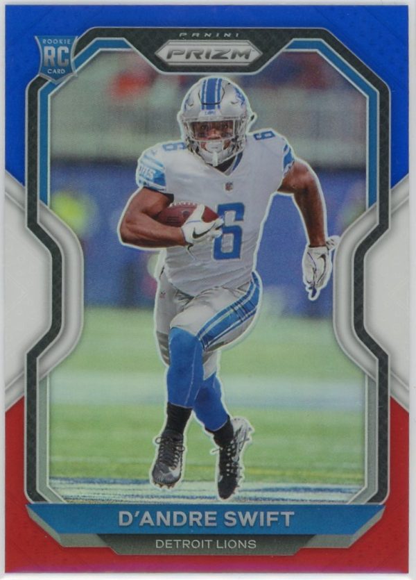 2020 D'Andre Swift Lions Panini Prizm Red, White And Blue Rookie Card #358