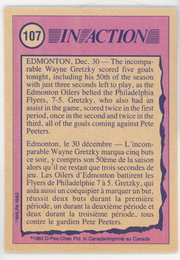 Wayne Gretzky 1982-83 O-Pee-Chee In Action #107