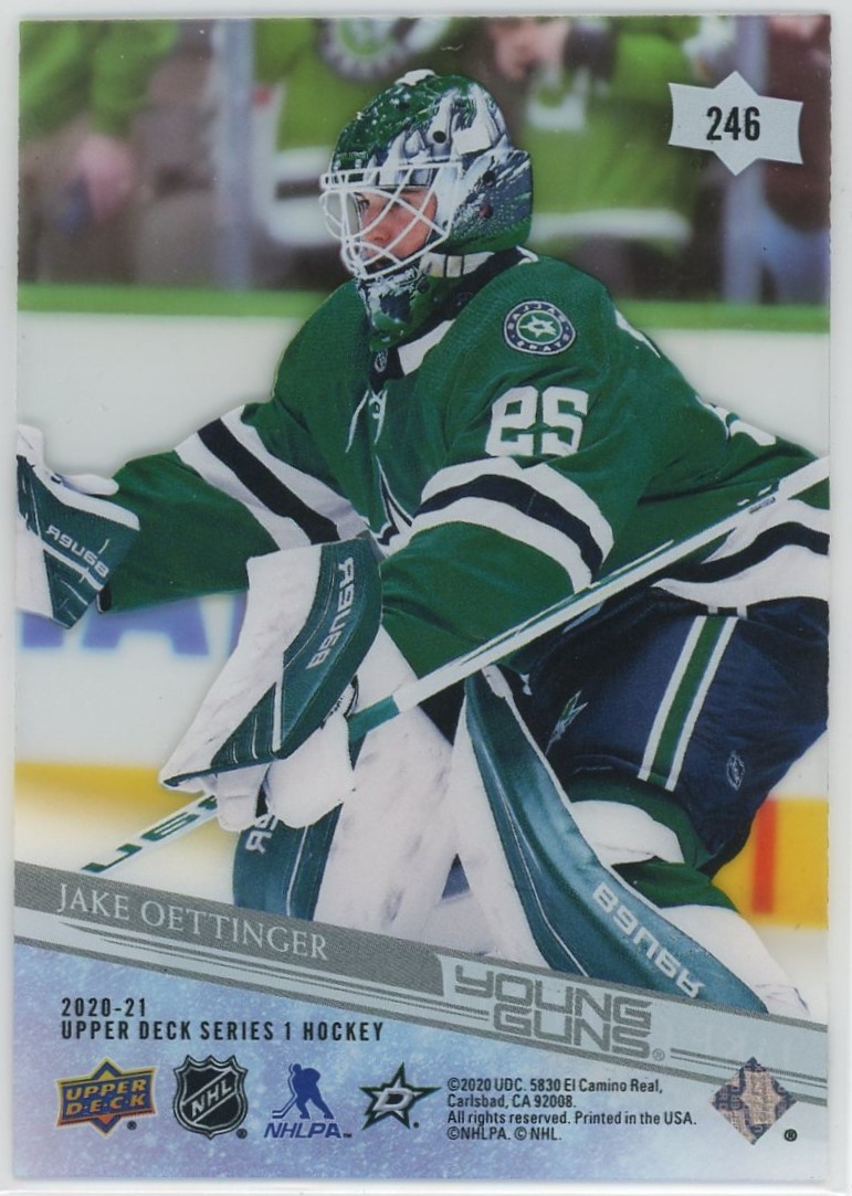 2020-21 Upper Deck #246 Jake Oettinger RC Rookie Young Guns SP Short Print  Dallas Stars NHL Hockey Trading Card : Everything Else 