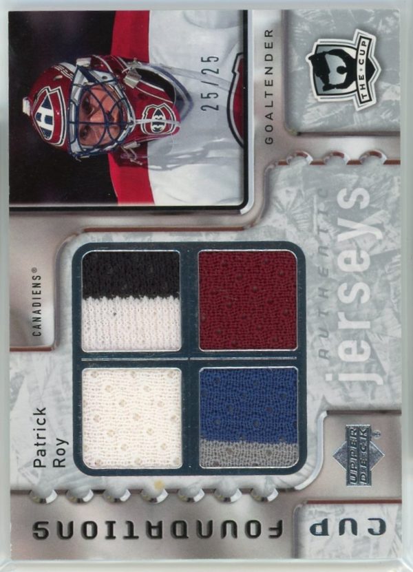 2006-07 Patrick Roy Avalanche UD The Cup Foundations /25 Quad Patch Card #CQ-PR