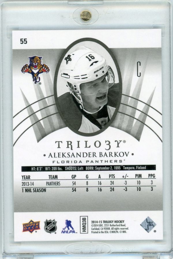 2014-15 Aleksander Barkov Panthers UD Trilogy 2/3 Card #55