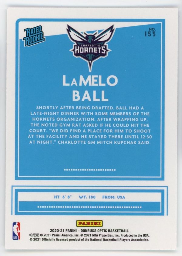 LaMelo Ball Hornets 2020-21 Donruss Optic Rated Rookie #153